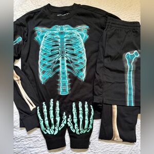 Abercrombie Kids Glow-in-the-Dark Skeleton Pajama & Gloves, Sz 11-12